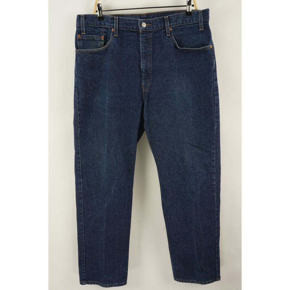 Vintage 90s Y2K Levis 505 Regular Fit Straight Leg Dark Blue Denim Jeans 38 x 30